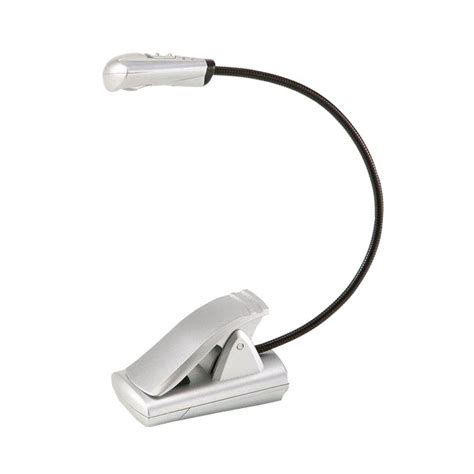 light    silver flexible neck led clip  battery operated multiplex task light