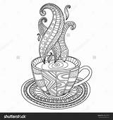 Cup Tea Coloring Coffee Pages Zentangle Printable Book Template Adult Teacup Cups Vector Abstract Print Time Sketch Ebcs Info Drawing sketch template