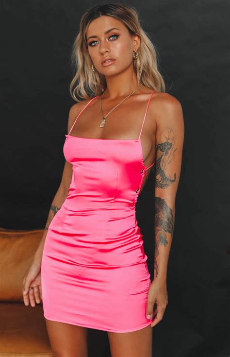 Tao Lace Up Party Mini Dress Hot Pink Beginning Boutique
