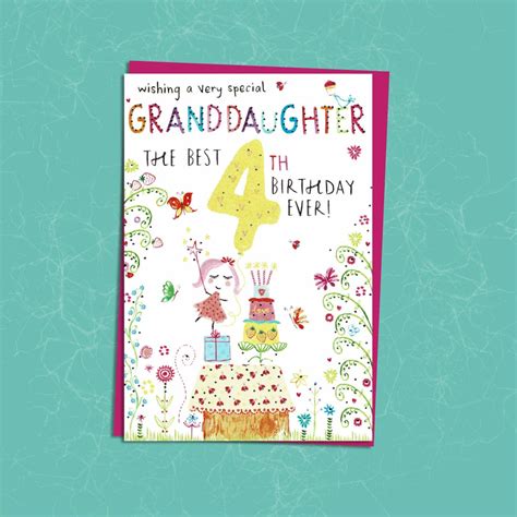 Special Granddaughter Age 4 Birthday Card