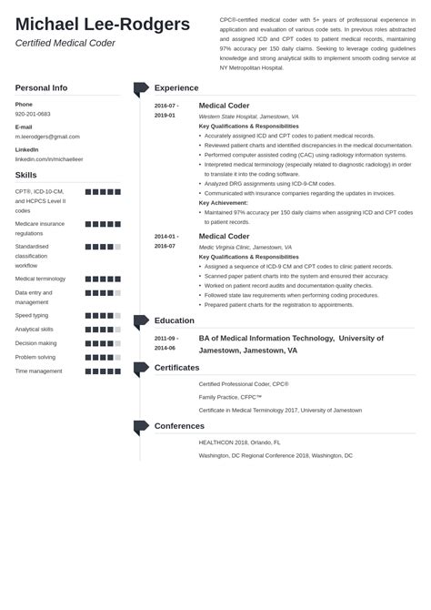 medical coding resume format  medical billing resume sample