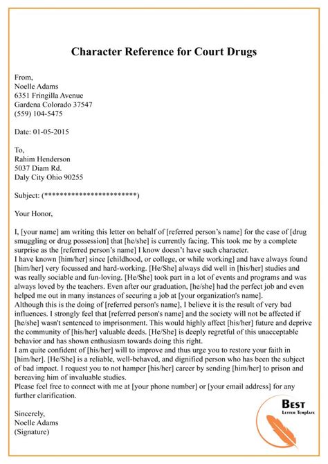 sample character reference letter for court