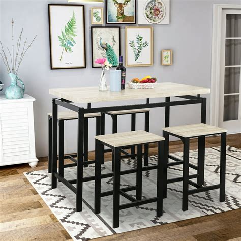 pcs dining table set modern style wooden kitchen table   chairs