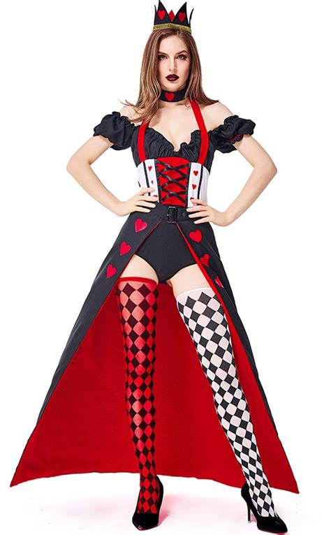 Halloween Cosplay Red Heart Queen Off Shoulder Costume