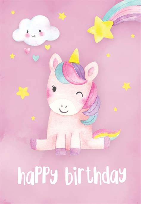 unicorn birthday card printable