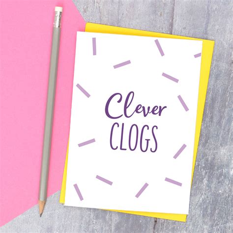 clever clogs card  pink  turquoise notonthehighstreetcom