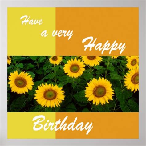 sunflowers happy birthday poster zazzle
