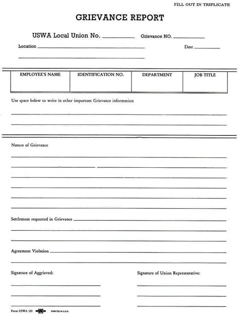 grievance forms word templates