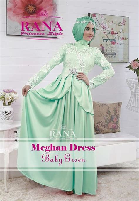 meghan dress baby green baju muslim gamis modern