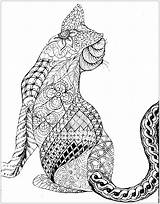 Cat Coloring Cats Adult Zentangle Back Patterns Pages Difficult Animals sketch template
