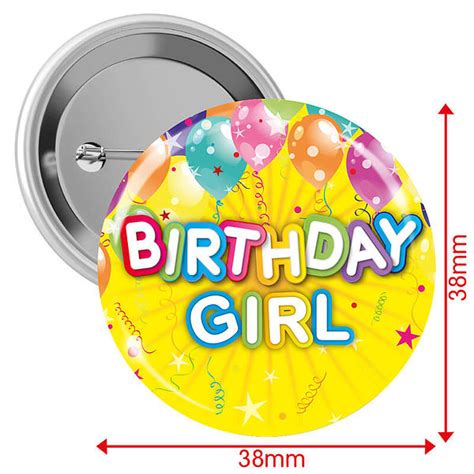 happy birthday girl badges yellow  badges mm