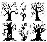 Halloween Tree Spooky Cartoon Scary Forest Vector Trees Drawing Set Illustration House Silhouette Stock Dark Getdrawings Clipartmag Evening Night Clipart sketch template