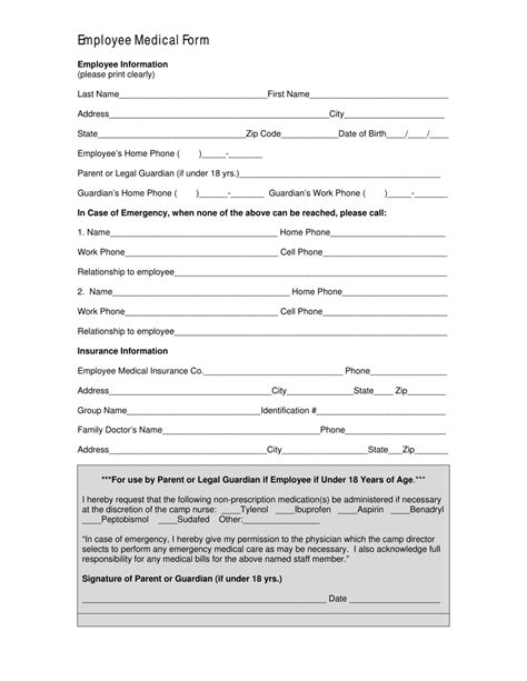 employee medical form templates  printable vrogue