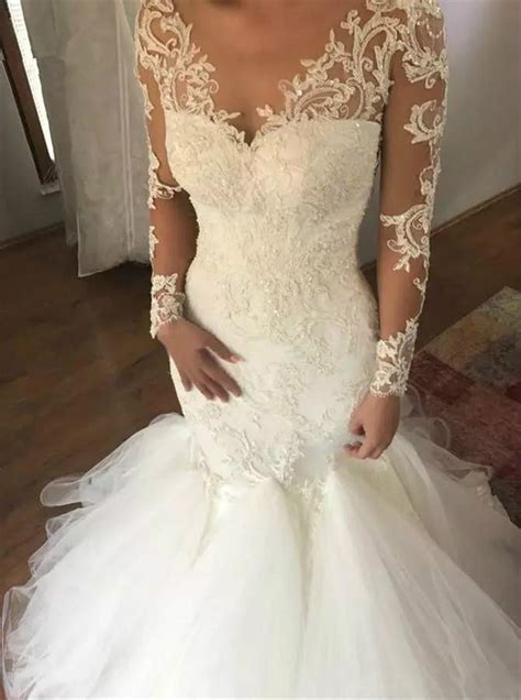 Vestidos Novias Boda 2019 Lace Wedding Dresses Mermaid Long Sleeves