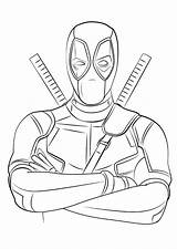 Deadpool Coloring Pages Drawing Cartoon Kids Easy Printable sketch template