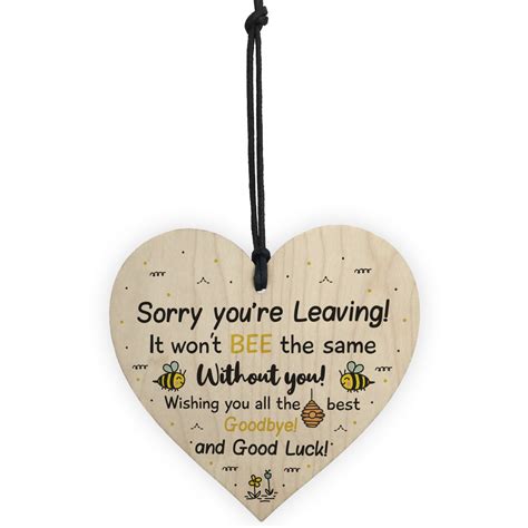 youre leaving wooden hanging heart work colleague leaving