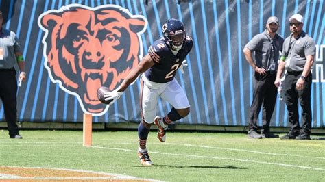 dj moore celebrating endzone bears  preseason game marquee