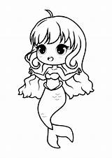 Kawaii Printable Sirene Coloring1 Fille Mimi Coloriages sketch template