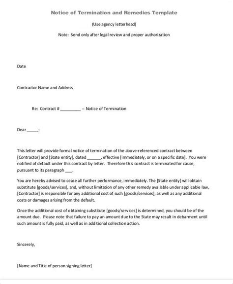 sample termination letter templates   ms word