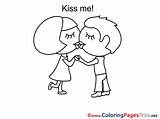 Coloring Kiss Valentine Kids Pages Sheet Title sketch template