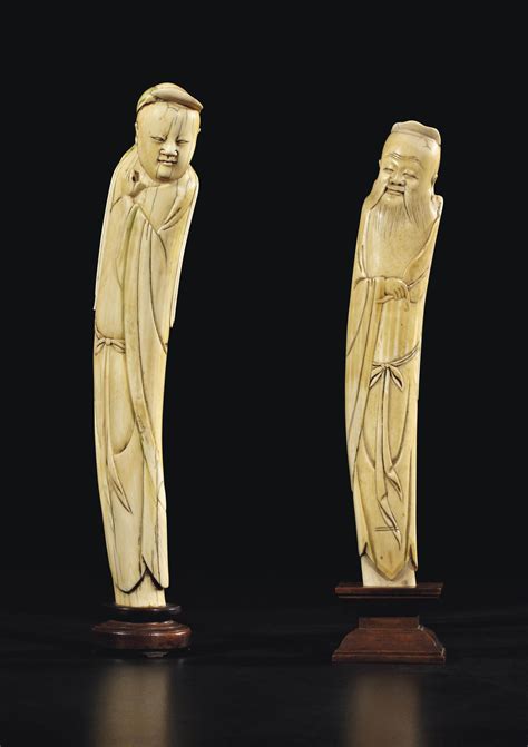 deux statuettes de personnages en ivoire sculpte chine dynastie ming   christies