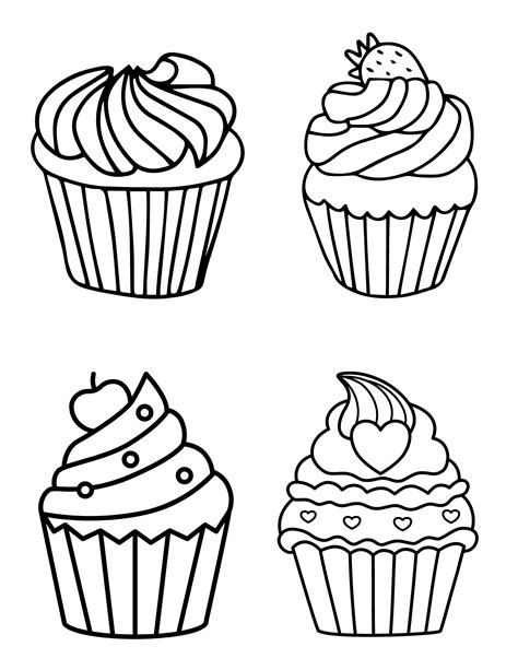 print  cute cupcake coloring pages  kids  adults