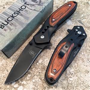 buckshot classic  tactical spring assisted open pocket knife  wd wood ebay