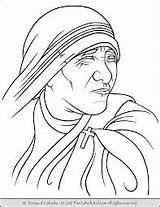 Teresa Calcutta Calcuta Thecatholickid Colorir Saints Catholic Seton Gertrude Jesús sketch template