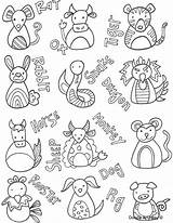 Chinese Coloring Year Pages Doodle Animals Zodiac Printable Adults Color Alley Holiday Getcolorings Print Getdrawings Colorings sketch template