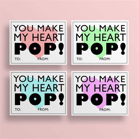 valentine card printable  kids    heart pop etsy