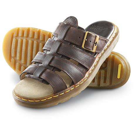 mens dr martens alec sandals dark brown grizzly  sandals
