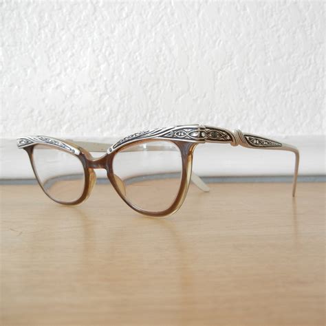 1950s Horn Rimmed Cat Eye Glasses Aluminum Frames