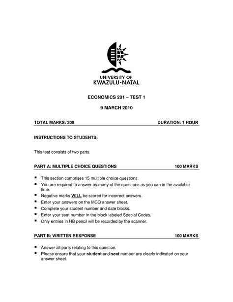 test   question paper solutions   uploaded econ ukzn
