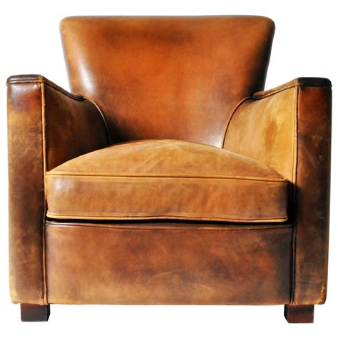 petite distressed leather club chair  stdibs