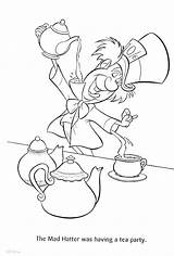 Wonderland Alice Coloring Mad Pages Hatter Tea Party Getcolorings Color Printable Cup sketch template