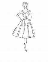 Model Coloring Pages Fashion Retro Theme Print Dress Printable Getcolorings Vintage Girls sketch template