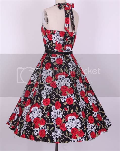 Skull Rose Pinup Dress Rockabilly Size S M L Xl 1x 2x 3x 4x