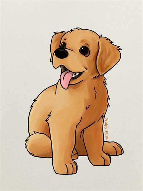 golden retriever puppy drawing  sculptedpups  deviantart