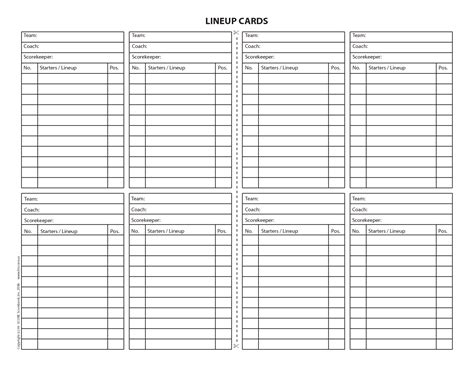 baseball lineup card template   printable templates lab