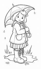 Coloring Pages Rainy Colouring Weather Kids Girl Girls Cartoon Adult Craft sketch template