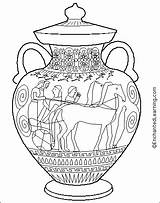 Greek Coloring Greece Pottery Ancient Pages Amphora Printable Sheets Colors Template Vase Pots Ceramics Artists Work Large sketch template