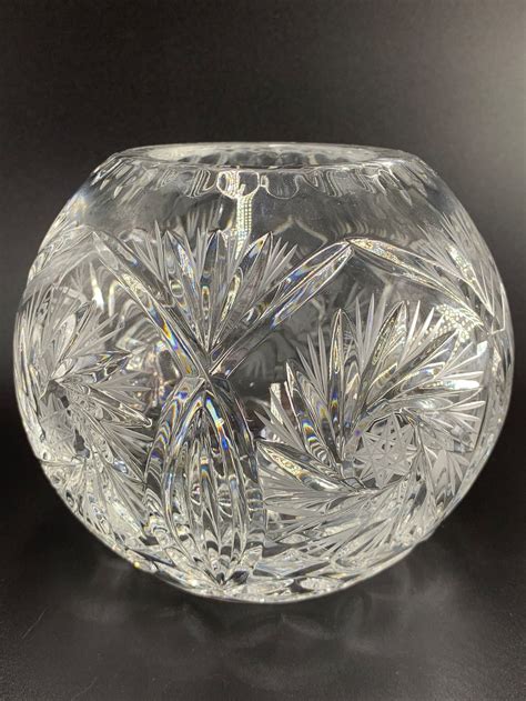 vintage large european lead crystal rose bowl vase etsy