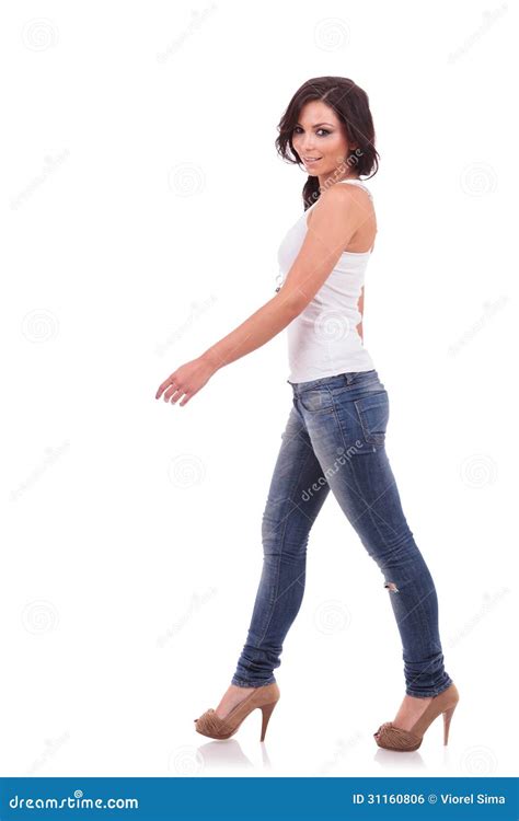 casual woman walking stock photo image  single cool