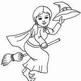 Brujas Bruja Hellokids Sorciere Broomstick Volando Uma Bruxa Fiestas Getdrawings sketch template