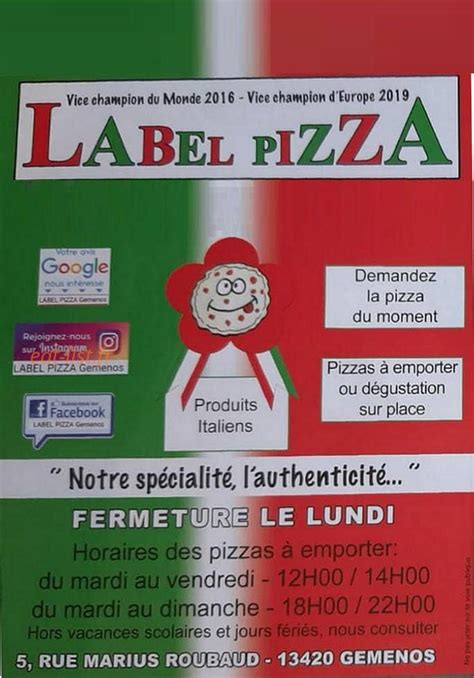 label pizza  gemenos menu