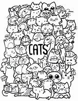 Doodle Cute Doodles Coloring Drawing Cat Pages Drawings Adult sketch template