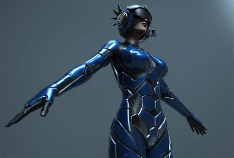 sci fi female character 3d model obj ztl