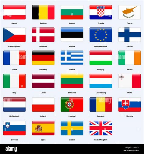 flags   countries   european union rectangle glossy style stock vector image