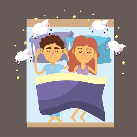 Premium Vector Couple Sleeping Together With Good Dreams
