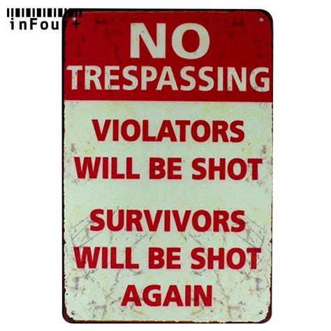 No Trespassing Bar Pub House Wall Decor Metal Sign Vintage Home Decor